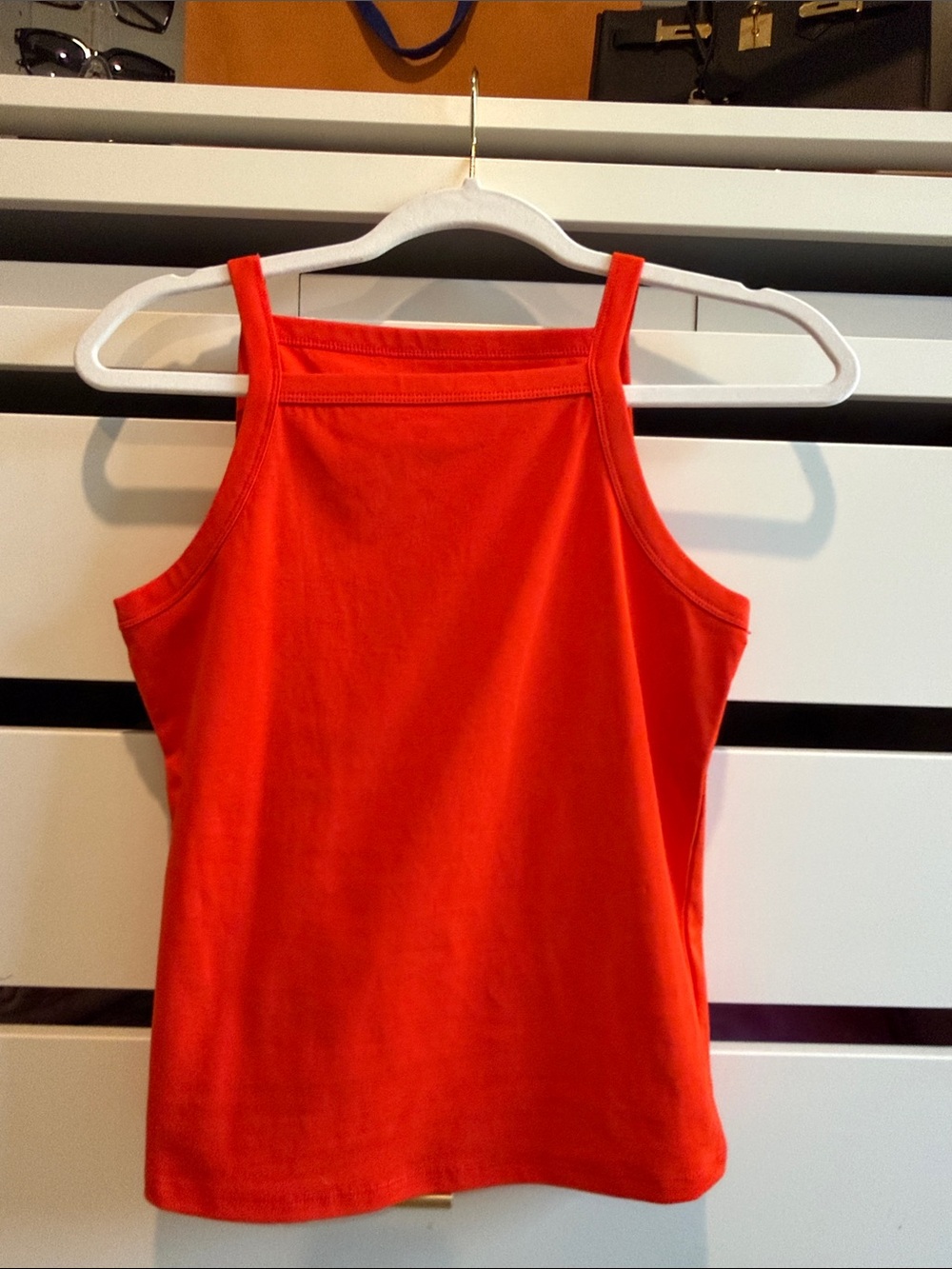 Solid Red Square-Neck Tank Top for Women